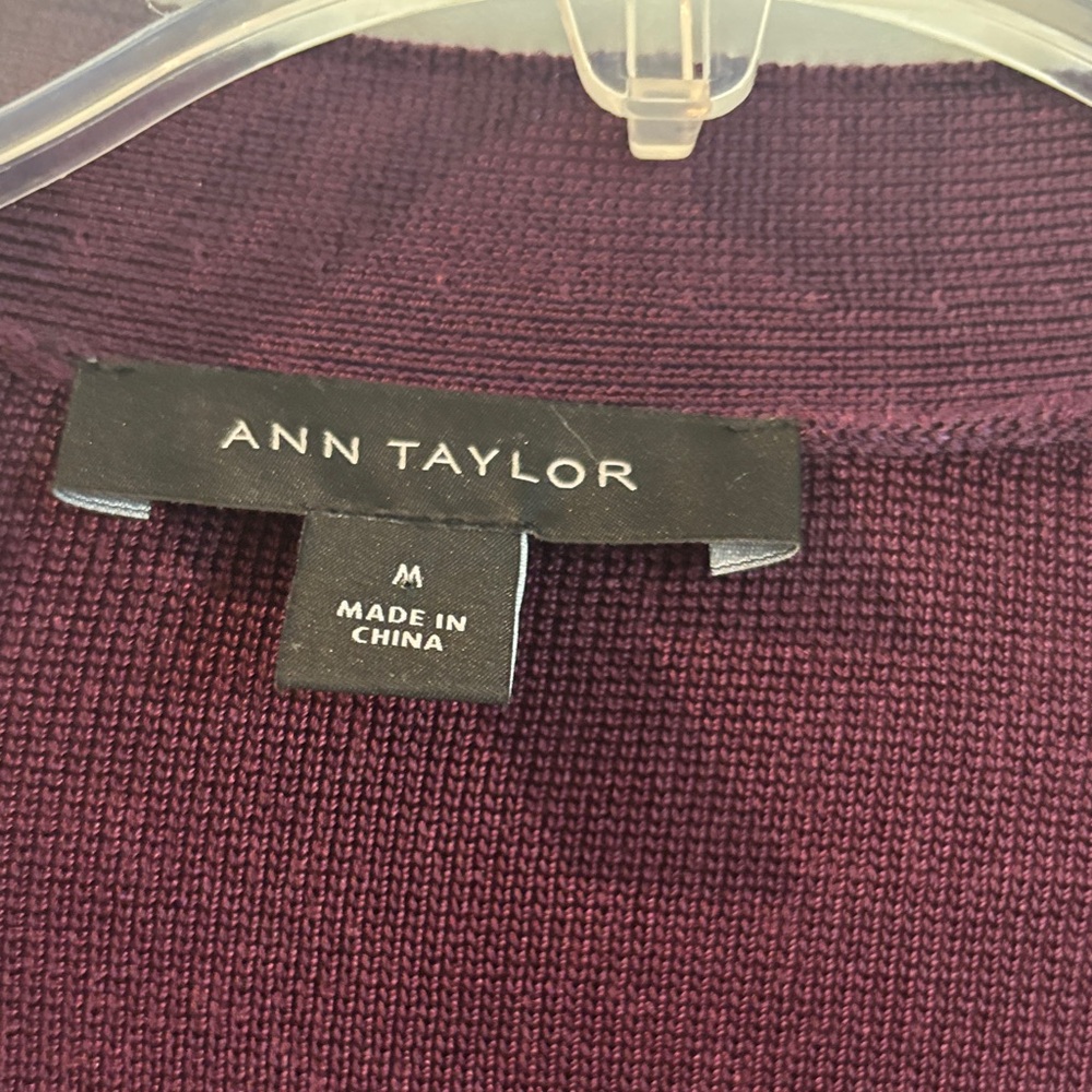 Ann Taylor Rich Plum Cardigan EUC - Picture 2 of 5
